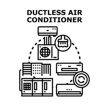 Ductless air conditioner system installation and maintenance concept Stock Illustration