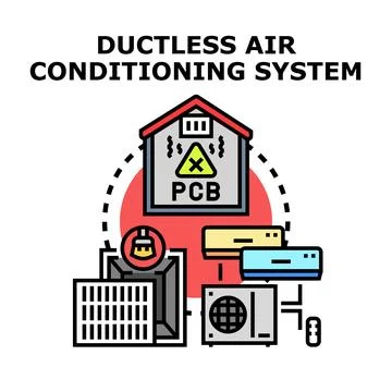 Ductless air conditioning system and indoor air quality danger Stock Illustration