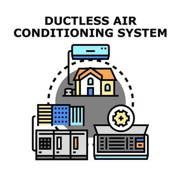 Ductless air conditioning system concept illustrating hvac technology Stock Illustration