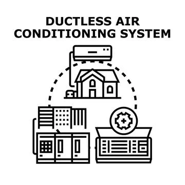 Ductless air conditioning system concept illustrating hvac technology Stock Illustration