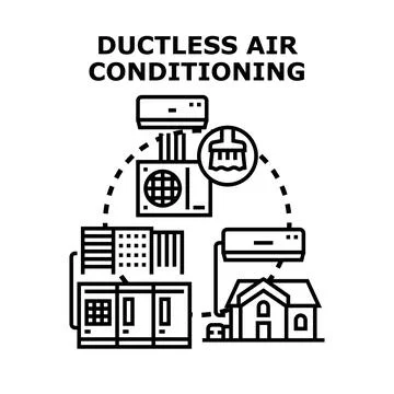 Ductless air conditioning system heat pump installation concept Ilustración de archivo