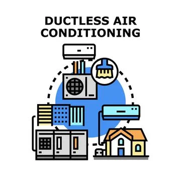 Ductless air conditioning system heat pump installation concept Ilustración de archivo