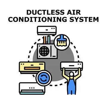 Ductless air conditioning system installation and maintenance Stockillustratie