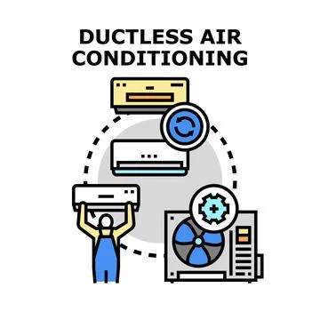 Ductless air conditioning system installation and maintenance 스톡 일러스트