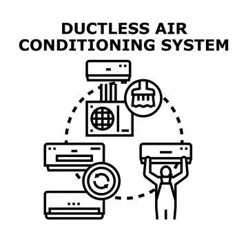 Ductless air conditioning system installation and maintenance Stock Illustration