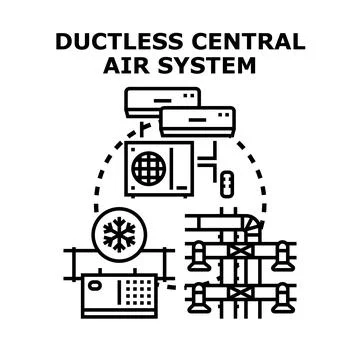 Ductless central air conditioning system concept vector Stock Illustration