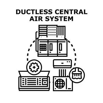 Ductless central air system technology and installation equipment Stock Illustration