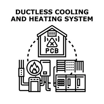 Ductless cooling and heating system hazard concept Ilustración de archivo