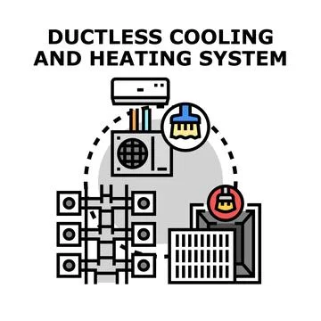 Ductless cooling and heating system concept Stock Illustration