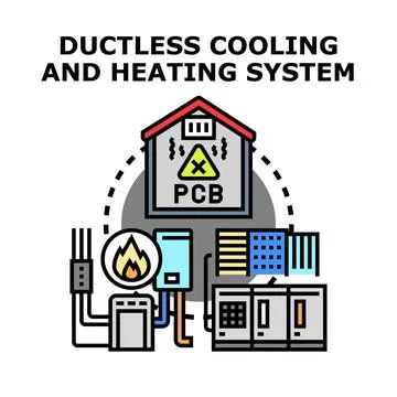 Ductless cooling and heating system hazard concept Stock Illustration
