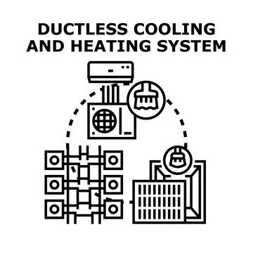 Ductless cooling and heating system concept Stock Illustration