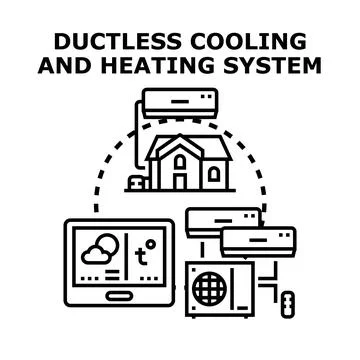 Ductless cooling heating system for home climate control Stock Illustration
