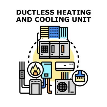 Ductless heating and cooling climate control system Ilustración de archivo