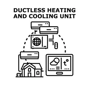 Ductless heating cooling system centralizing home climate control Stockillustratie