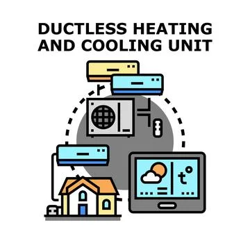 Ductless heating cooling system centralizing home climate control Stock Illustration