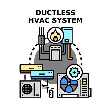 Ductless hvac system concept vector illustration Stock Illustration