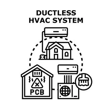 Ductless hvac system concept vector illustration Stock Illustration