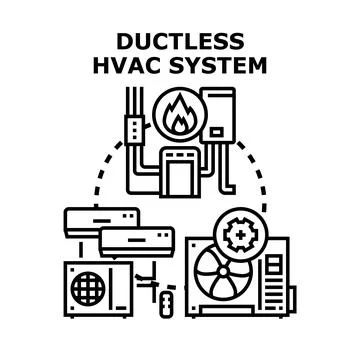 Ductless hvac system concept vector illustration Stock Illustration