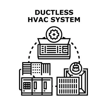 Ductless hvac system providing efficient climate control solution Illustration