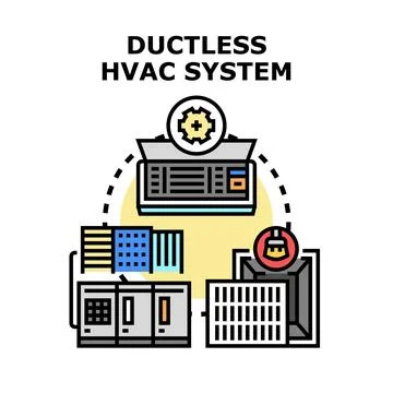 Ductless hvac system providing efficient climate control solution Illustration