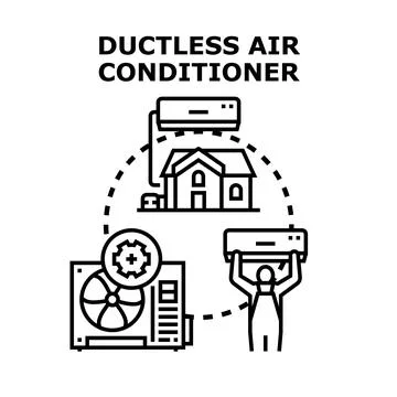 Ductless mini split air conditioning system installation concept Stock Illustration