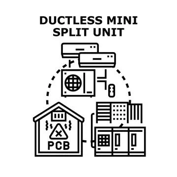 Ductless mini split unit installing in building with environmental concern Stockillustratie