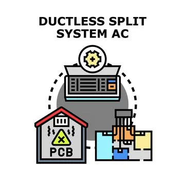 Ductless split ac system polluting environment concept Stock Illustration