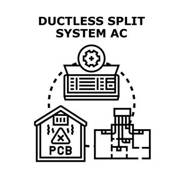Ductless split ac system polluting environment concept Stock Illustration