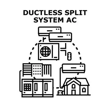 Ductless split system ac air conditioning concept Stock Illustration
