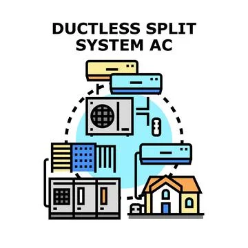 Ductless split system ac air conditioning concept Stock Illustration