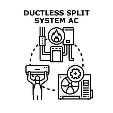 Ductless split system ac installation and service concept Stock Illustration
