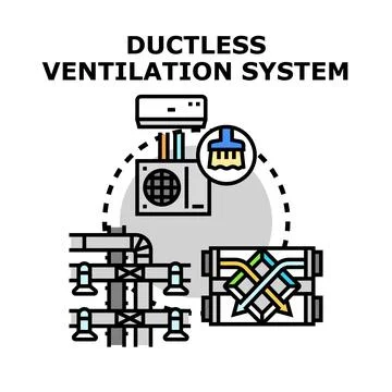 Ductless ventilation system improving indoor air quality Stock Illustration