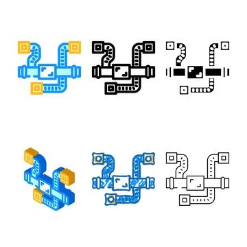 Ductwork set ventilation color icon vector Illustrazione stock