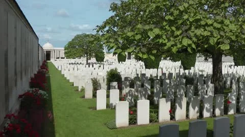 Dud Corner Cemetery on the front line of the great war battlefield near Loos Stock-Footage 12408843