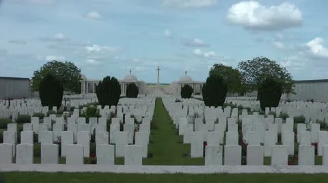 Dud Corner Cemetery on the Great War battlefield at Loos wide shot Stock-Footage 12407239