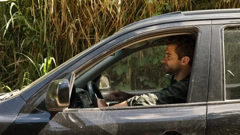 Dude in car Stock Footage 94083138