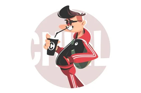 Dude with cup of coffee Stock Illustration