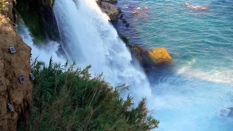 Duden Waterfall in Antalya. Stock Footage 93948819