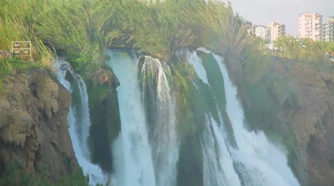 Duden waterfall in Turkey Stock Footage 64223800
