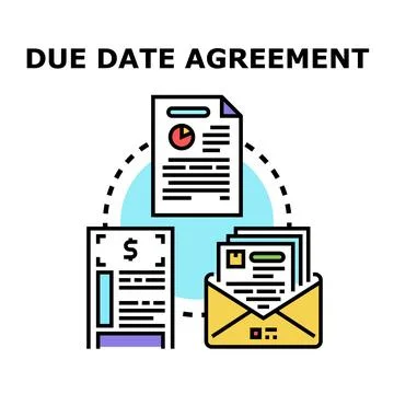 Due date agreement concept with financial documents and report Stock Illustration