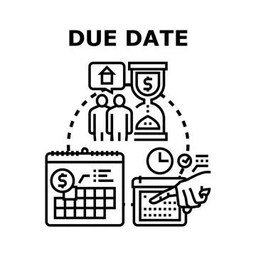 Due date concept with financial obligation and deadline management Stock Illustration