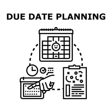 Due date planning calculating important baby pregnancy dates Stock Illustration