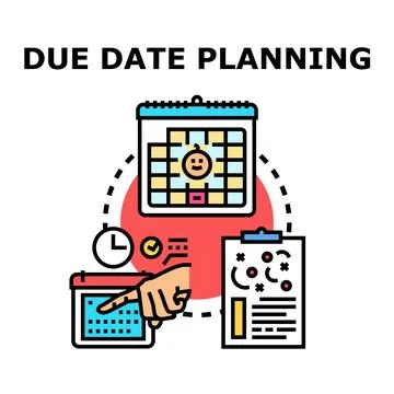 Due date planning calculating important baby pregnancy dates Stock Illustration