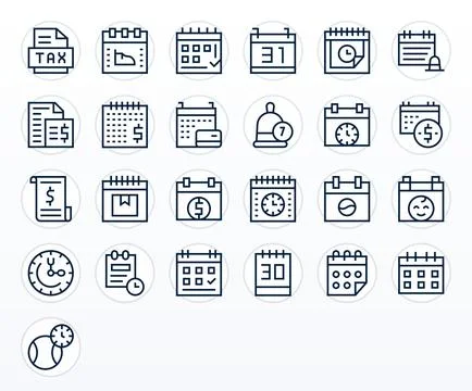 Due Date Vector Graphics featuring 25 Regular Line Pixel Aligned 256x256 De.. Stock-Illustration