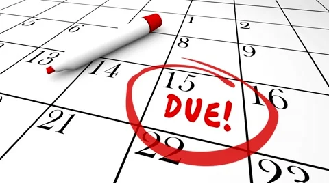 Due Date Word Circled Calendar Taxes Baby Deadline Video stock 46830982