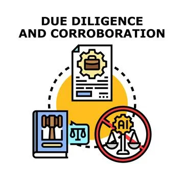 Due diligence and corroboration process for legal compliance Illustrazione stock