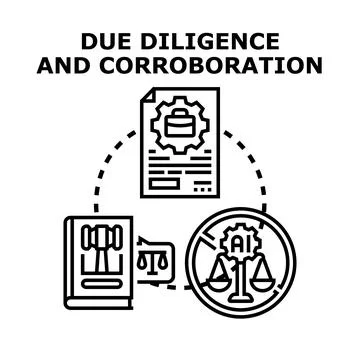 Due diligence and corroboration process for legal compliance Illustrazione stock