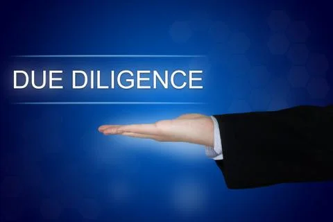 Due diligence button on blue background Stock Illustration