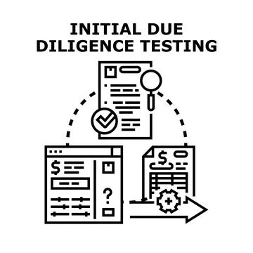 Due diligence process conducting financial audit data analysis Stock Illustration