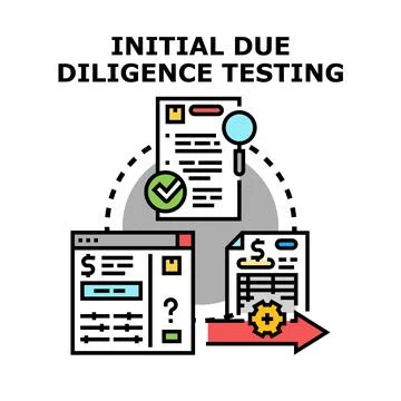 Due diligence process conducting financial audit data analysis Stock Illustration
